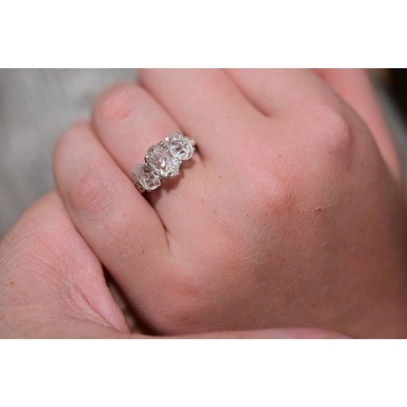 Alternative Engagement Ring Raw rustic Boho Promise Ring dainty unique s… - Picture 3 of 5